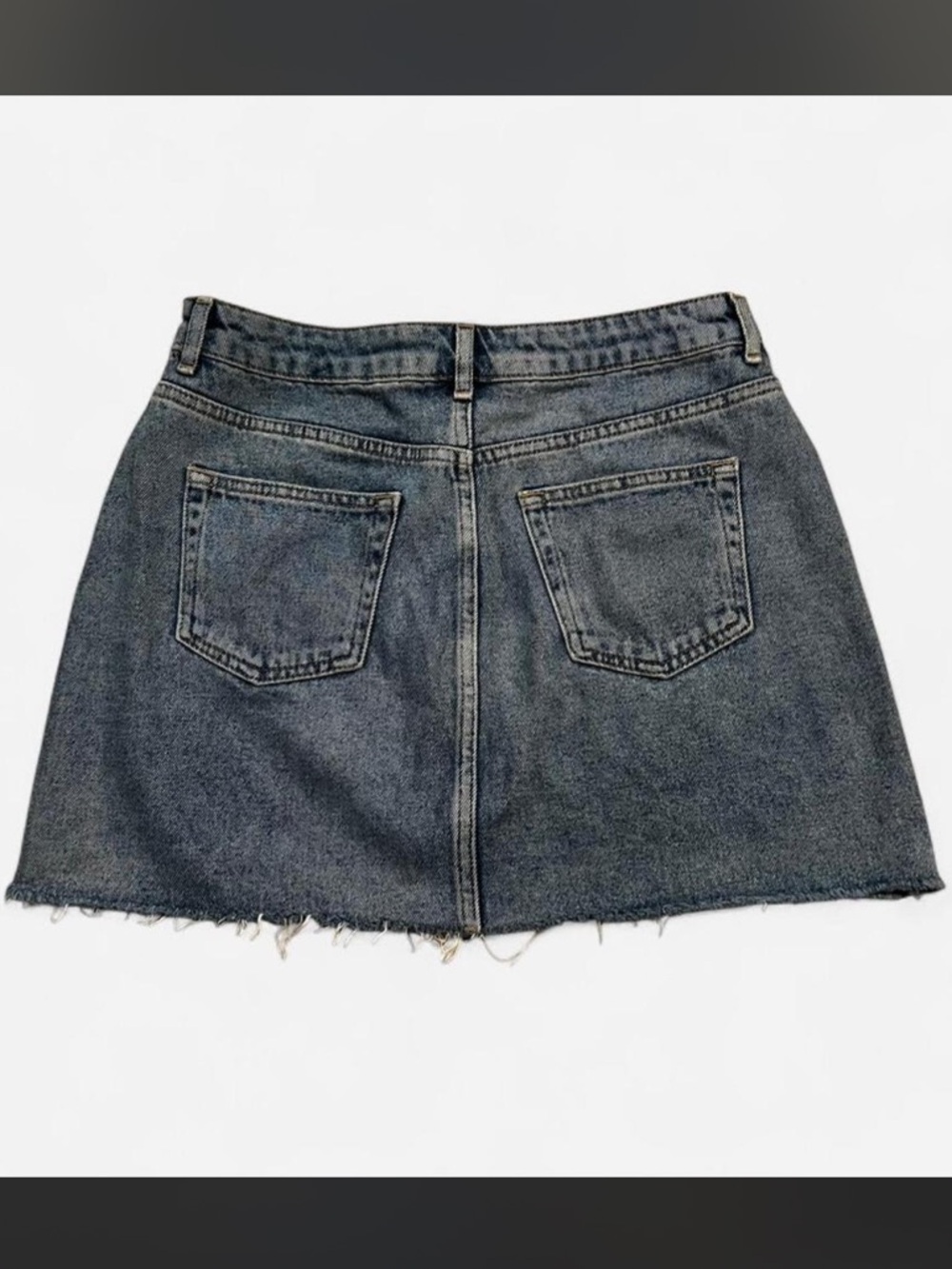 🌼Topshop Dark Blue Denim Mini Skirt with Yellow Floral Embroidery - Picture 2 of 4